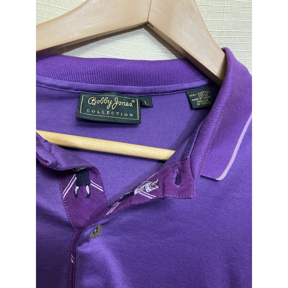 Lot of 2 Bobby Jones Men's Polo Golf Shirts Size L Black And Purple - Picture 4 of 10